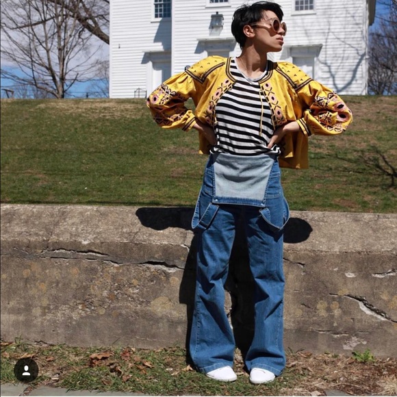 Yellow embroidered top with bell sleeves - Picture 3 of 5